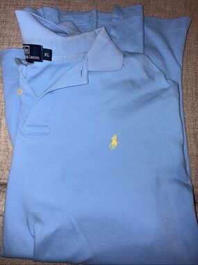 Ralph Lauren Polo Shirt - Light Blue with Yellow Pony - XL